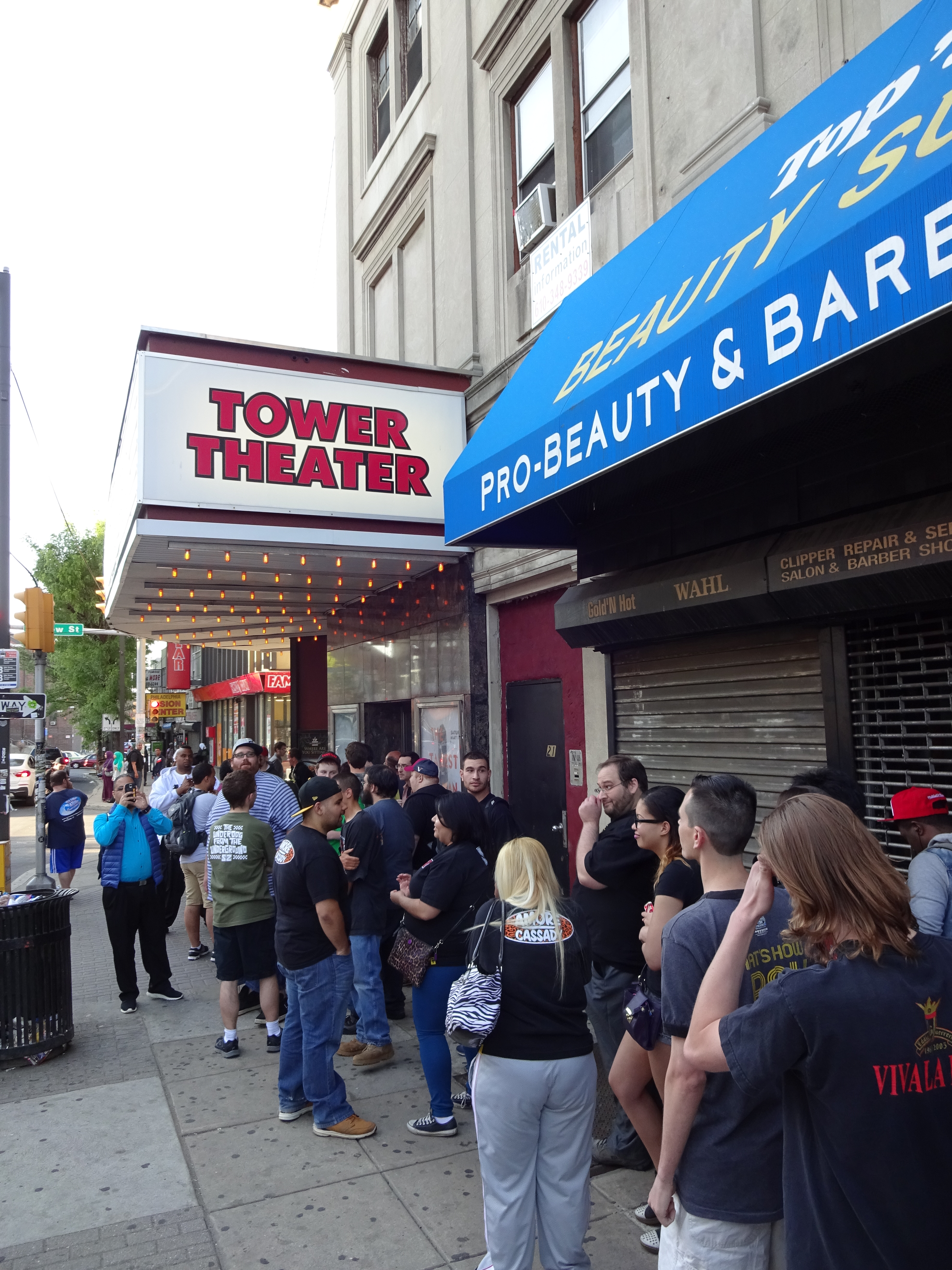 Crowd waiting outside the Tower Theater for WWE NXT Philly: Night One